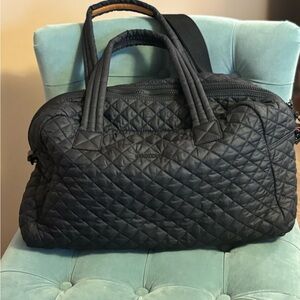 MZ Wallace Black Luggage and Travel Bag with Quilted Design